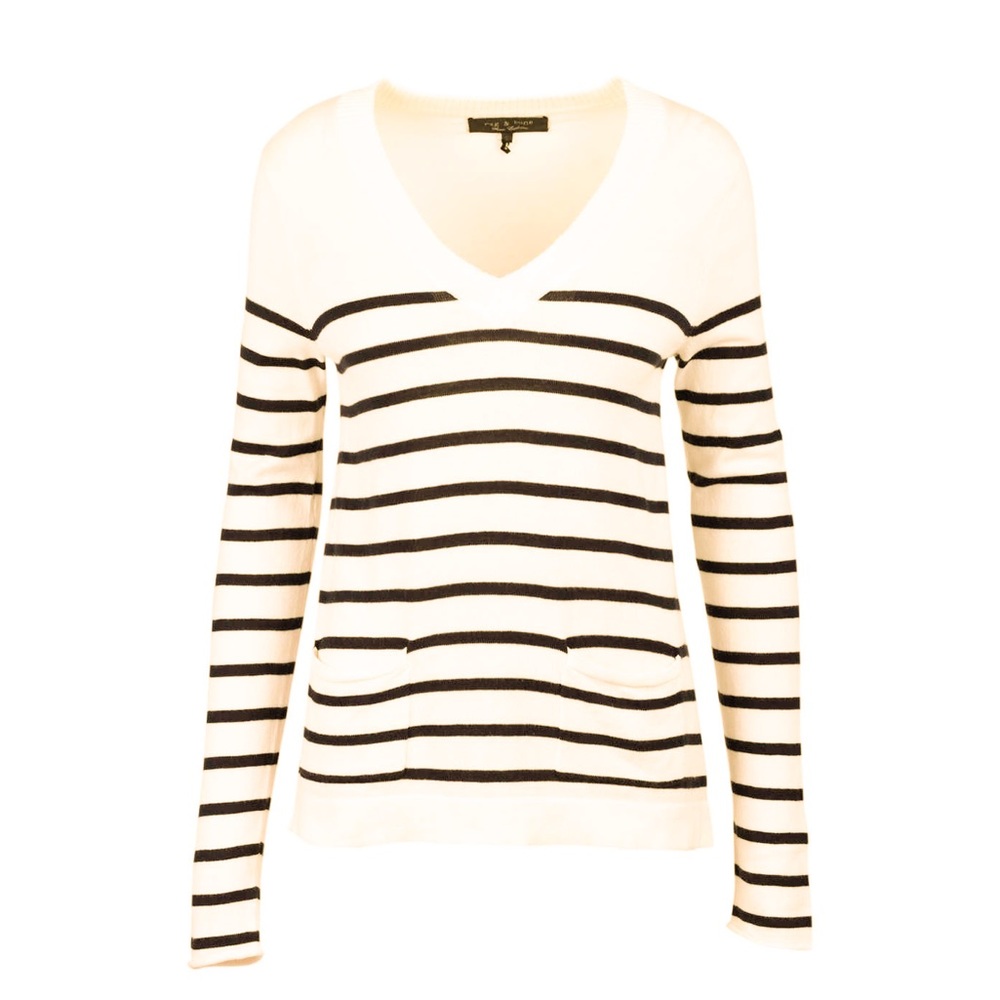RAG & BONE striped front pocket wool sweater